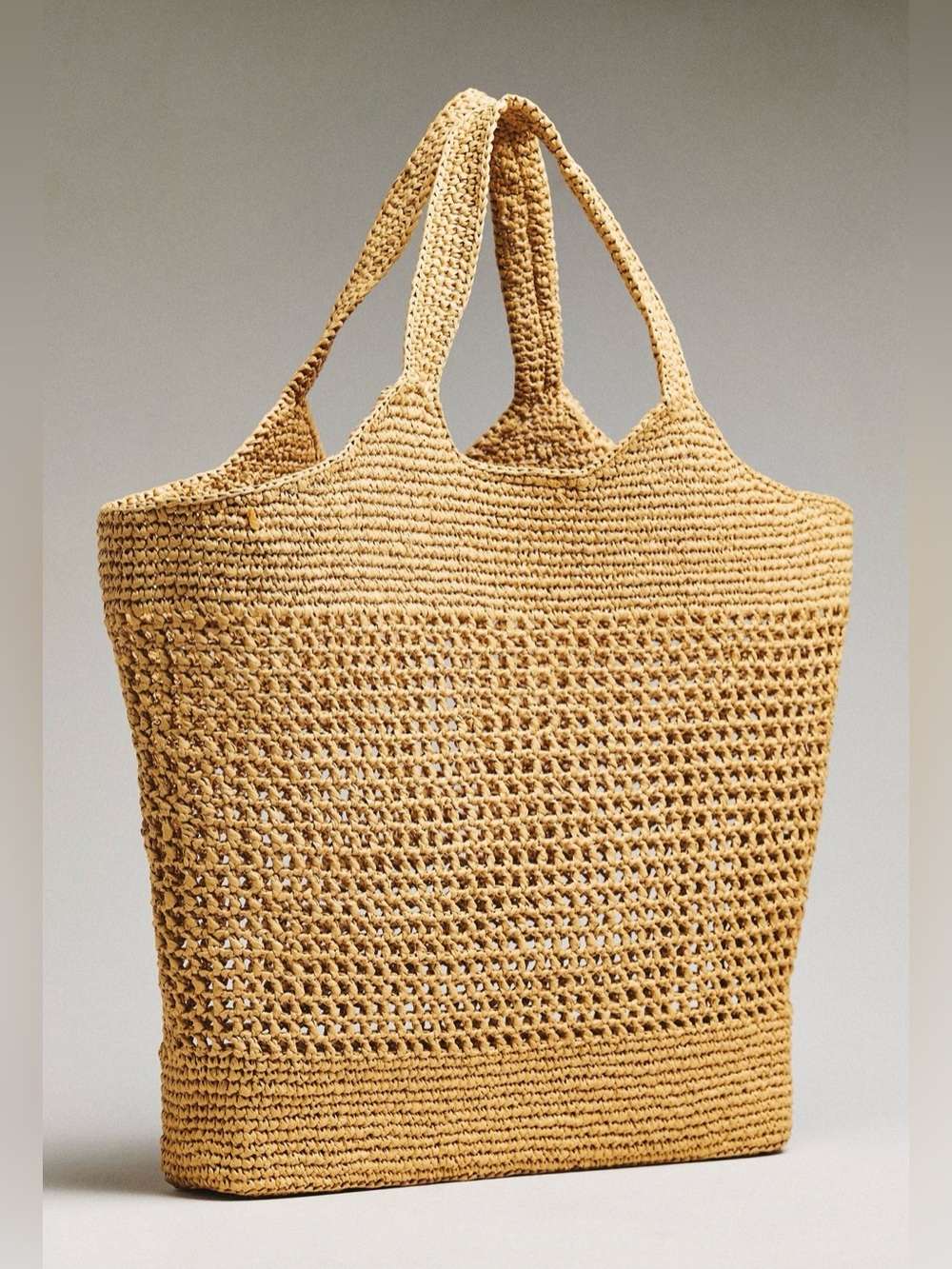 Anthropologie woven Slouchy Tote Bag in Natural - Picture 2 of 4